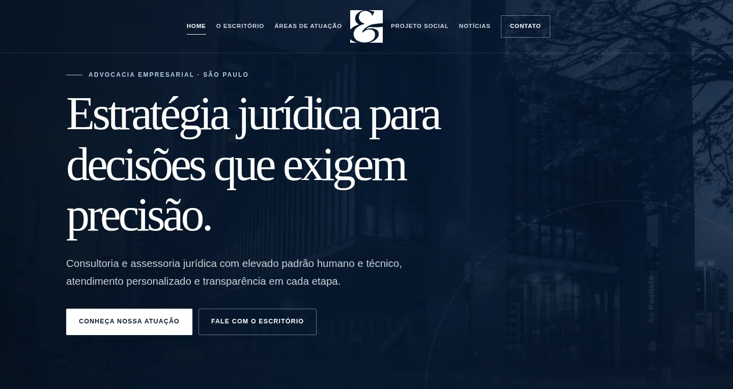 Página inicial do site da Altheman, Dias & Messer Advogados Associados